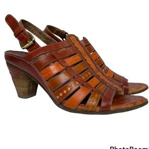 Corkys elite st Francis leather painted sling back /buckle stacked heel …